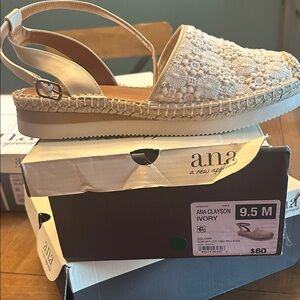 a.n.a Ivory Crochet Espadrille Slingback Wedge